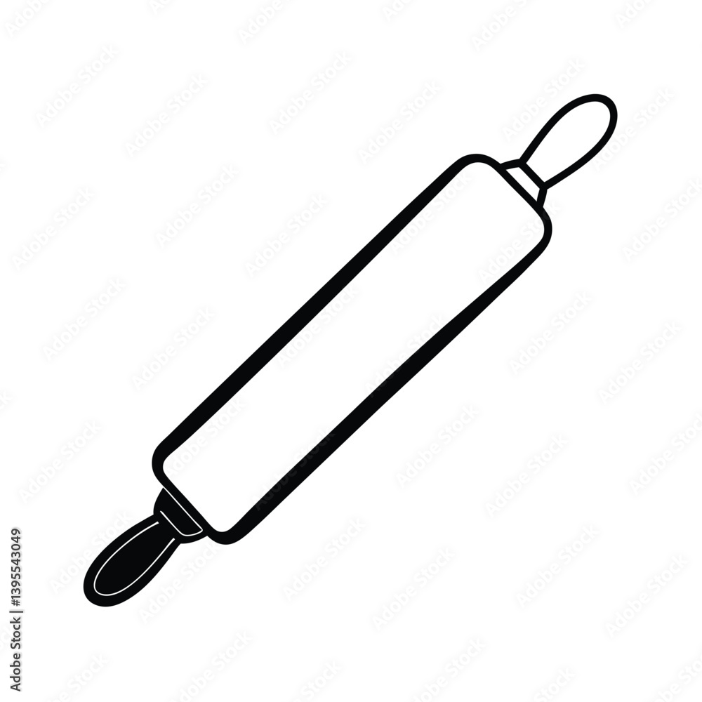 Simple Line Drawing of a Classic Wooden Rolling Pin Simple Line Drawing of a Classic Wooden Rolling Pin