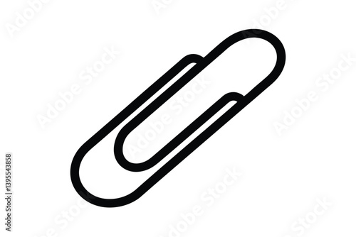 Simple Black Line Art Paperclip Office Supply Icon Design