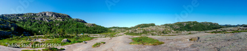 Obraz na płótnie Scenic Natural Landscape Featuring Mountains Along Preikestolen Hiking Trail, Stavanger, Norway, July 2018 w salonie