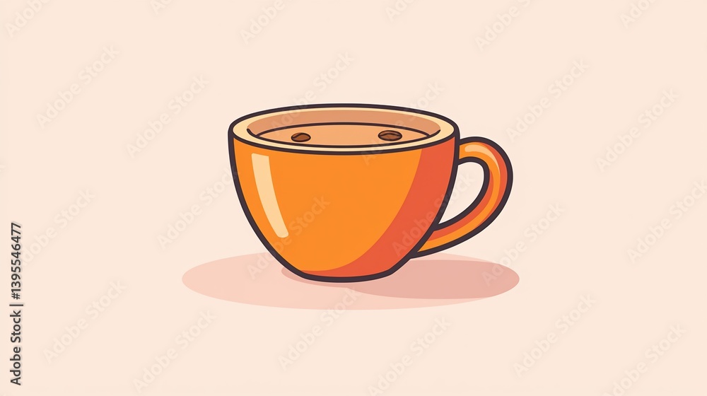 Fototapeta premium Orange Coffee Cup Illustration