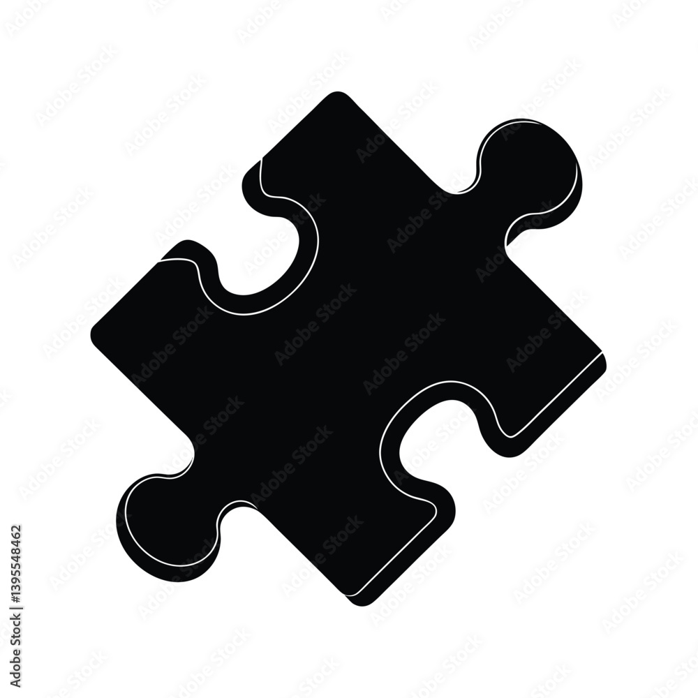 Obraz premium Single Black Jigsaw Puzzle Piece Solution, Connection, Unity, ProblemSolving