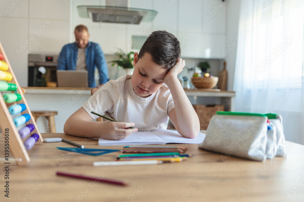 Student, drawing or boy writing homework on notebook education for growth development. Project, creative or young kid artist with color pencil learning or working on sketching skills. Student, drawing or boy writing homework on notebook education for growth development. Project, creative or young kid artist with color pencil learning or working on sketching skills.