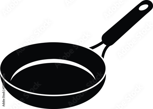frying pan black and white silhouette vector design