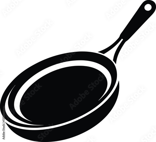 frying pan black and white silhouette vector design