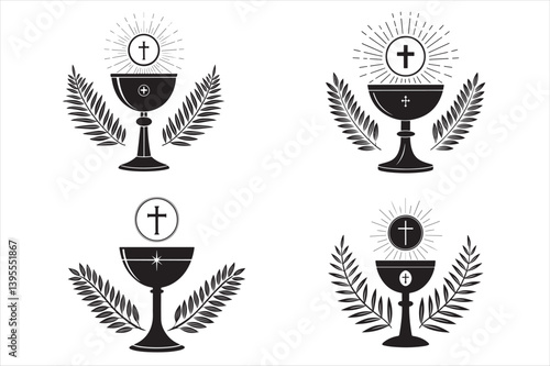 A minimalist, silhouette of palm sunday theam  design