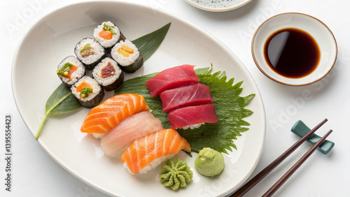 Wallpaper Mural Sushi and Sashimi Moriawase Platter – Traditional Japanese Assorted Raw Fish and Seafood Torontodigital.ca