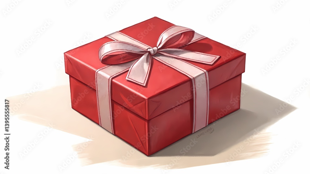Obraz premium red gift box with ribbon