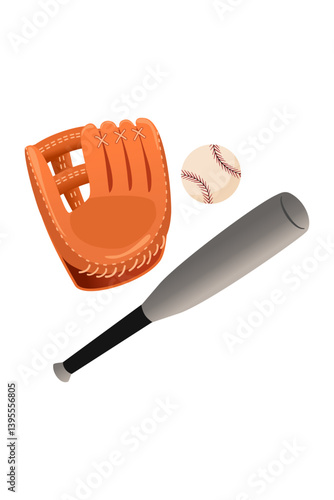 Baseball Equipment Set: Bat, Ball, and Glove,  Perfect for Sports Gear Promotions and Training Materials