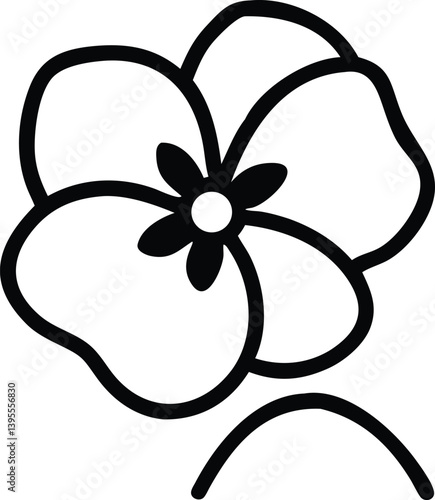 black and white vector illustration of plant flower logo