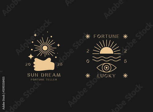 Lucky and fortune logo design. Fortune teller logo design. Vector illustration.