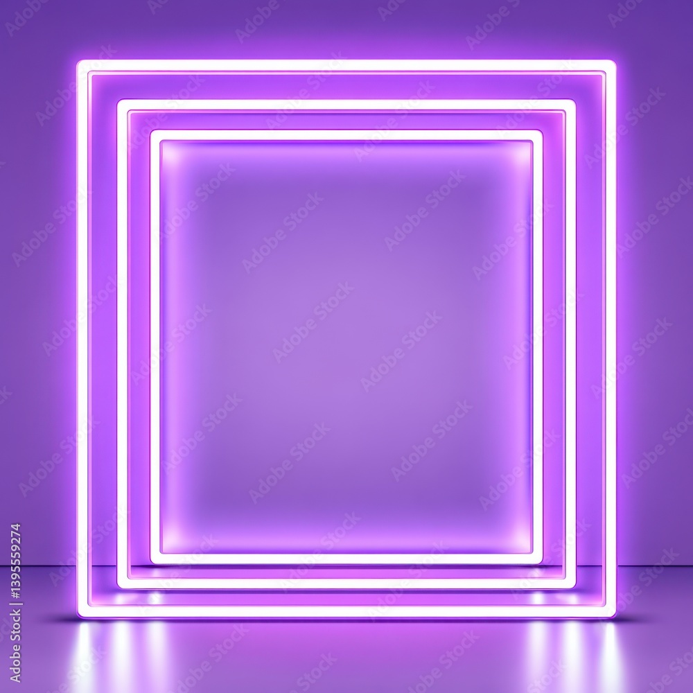 Modern Abstract Purple Neon Frame with Glowing Rectangular Design Modern Abstract Purple Neon Frame with Glowing Rectangular Design
