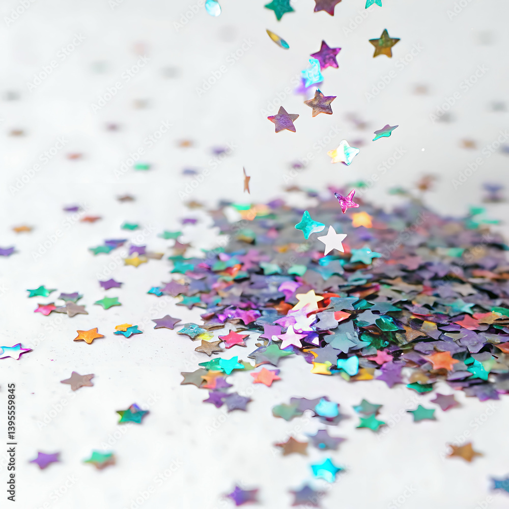 Hologram Confetti isolated on white background Hologram Confetti isolated on white background
