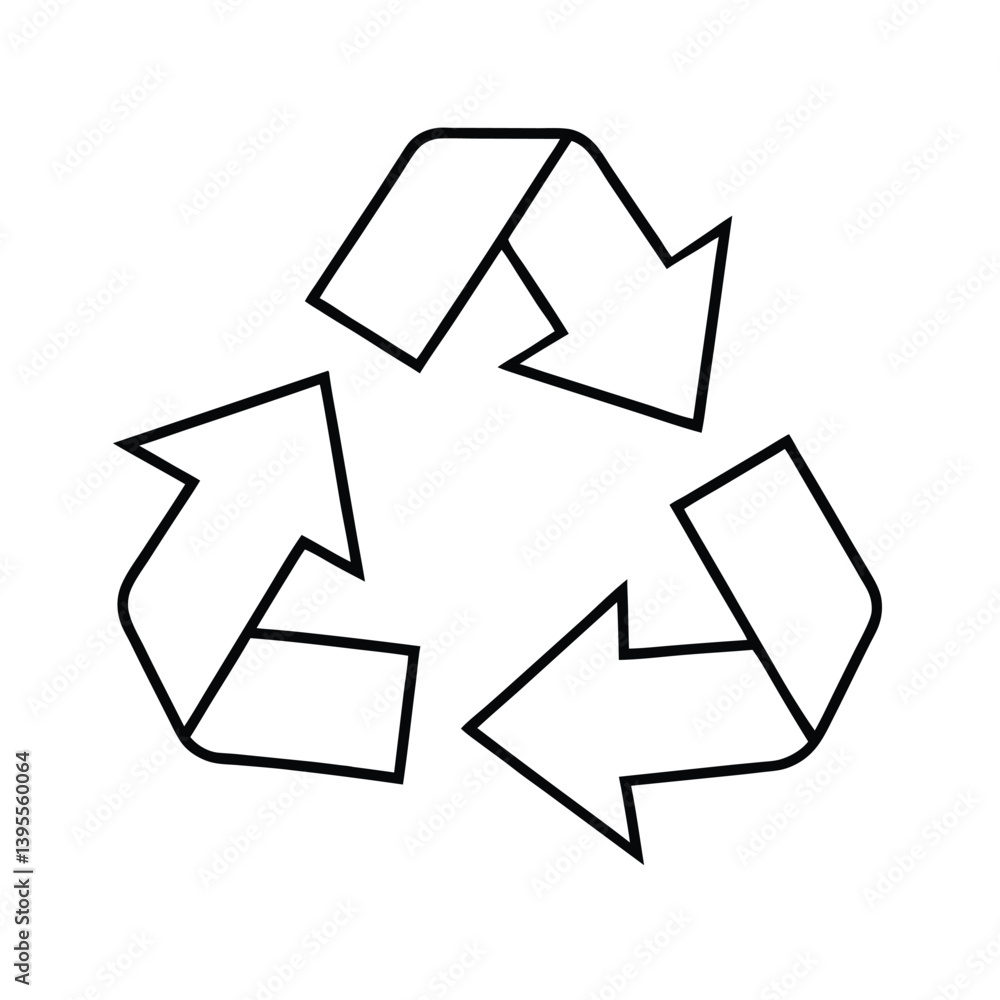 Simple Black And White Recycle Symbol With Arrows Concept Illustration Simple Black And White Recycle Symbol With Arrows Concept Illustration