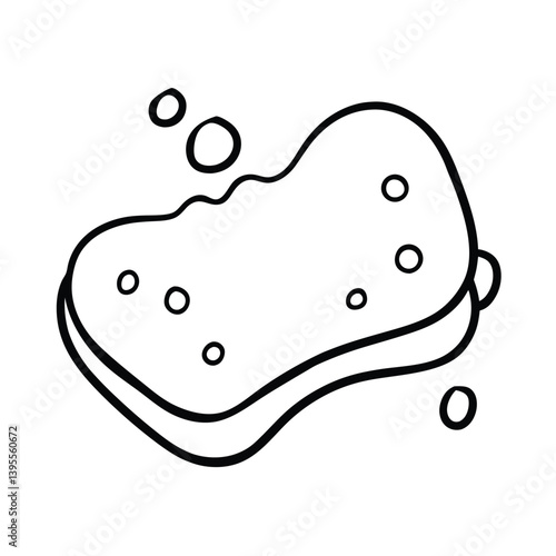 Cartoon Cleaning Sponge, Bubbles, Dishwashing, Household Chore, Hygiene, Cleaning Supplies, Kitchen 