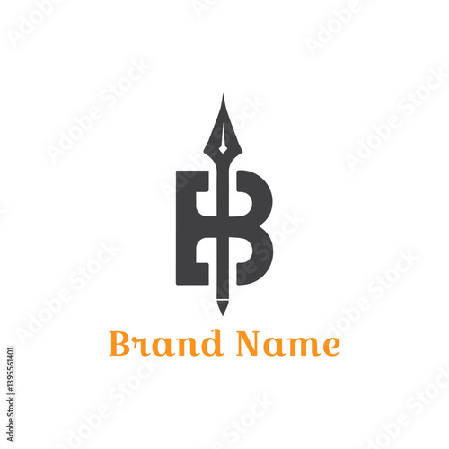 Combinatiom of B Logo with a spear pen. logo design for company with vector icon symbol and business concept