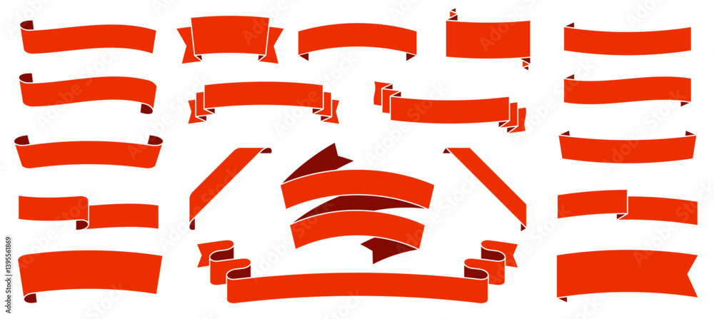 Red ribbon vector illustration set. Scrolling ribbon frame with simple copy space. Red ribbon vector illustration set. Scrolling ribbon frame with simple copy space.