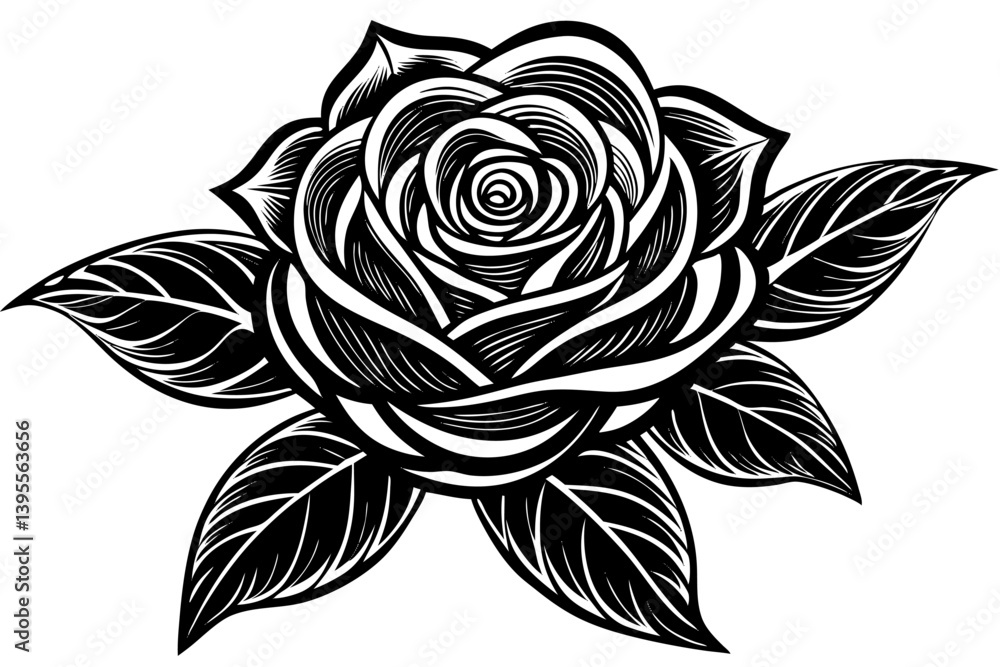 Fototapeta premium Elegant line art flower illustration, featuring a minimalist and hand-drawn floral design. Perfect for botanical prints, tattoo designs, nature-themed branding, packaging, wedding invitations, wall ar