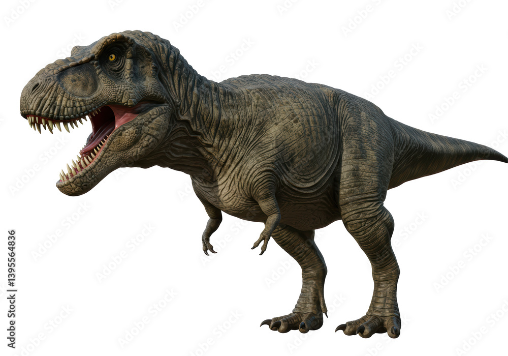 Naklejka premium Isolated Roaring Tyrannosaurus Rex with Mouth Open