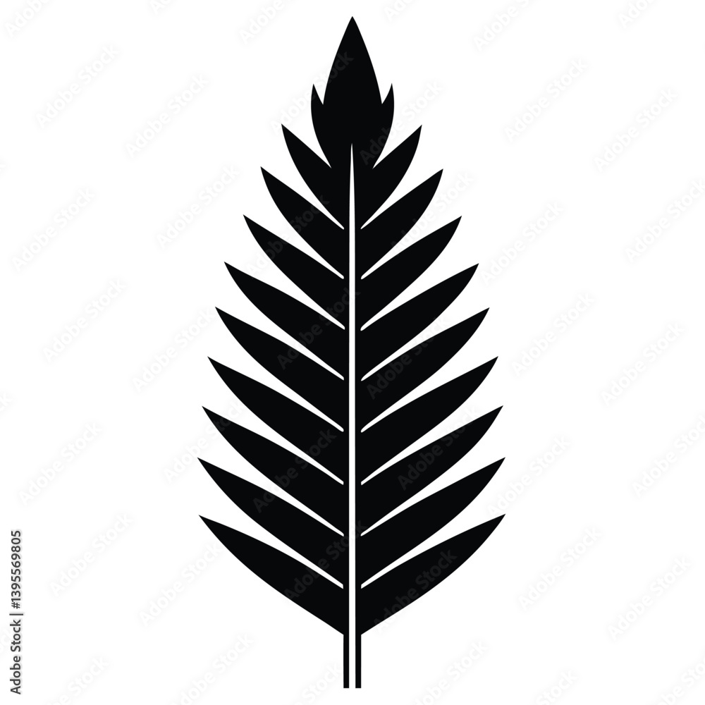 Fototapeta premium Fir Leaf Leaf Silhouette Vector - Minimalist Nature Design