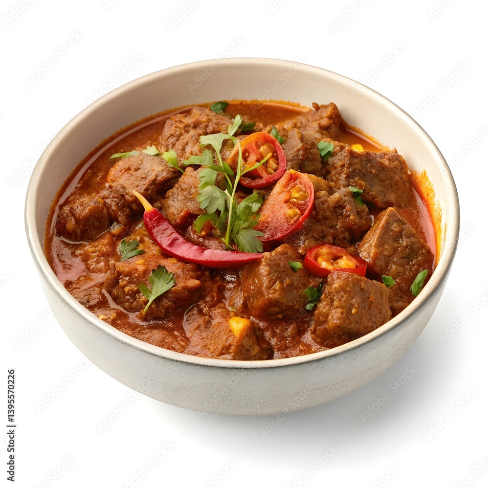 Beef Bhuna isolated white background Beef Bhuna isolated white background