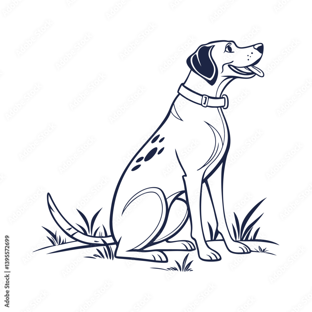 Fototapeta premium Dog Surfing Wave Logo Stylized Animal and Ocean Vector Illustration .