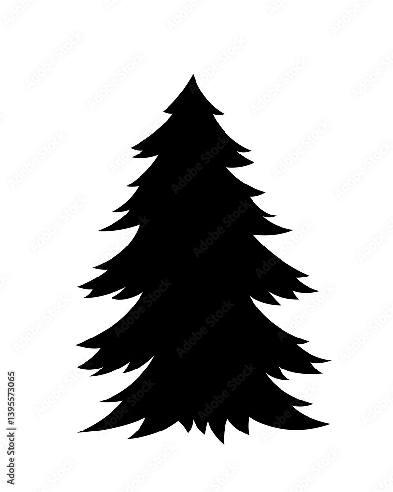Simple forest tree silhouette element Simple forest tree silhouette element