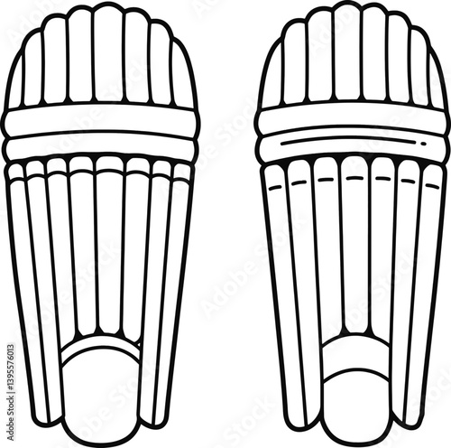Protective Cricket Pads: An illustrative depiction of cricket leg guards, essential protective gear for batsmen. 