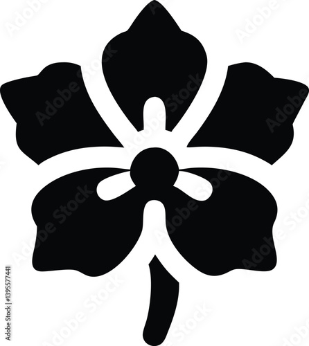 black and white vector illustration of plant flower logo