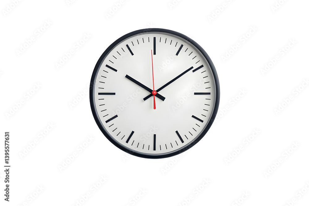 Modern Analog Wall Clock with Black Numerals and Hands. Modern Analog Wall Clock with Black Numerals and Hands.