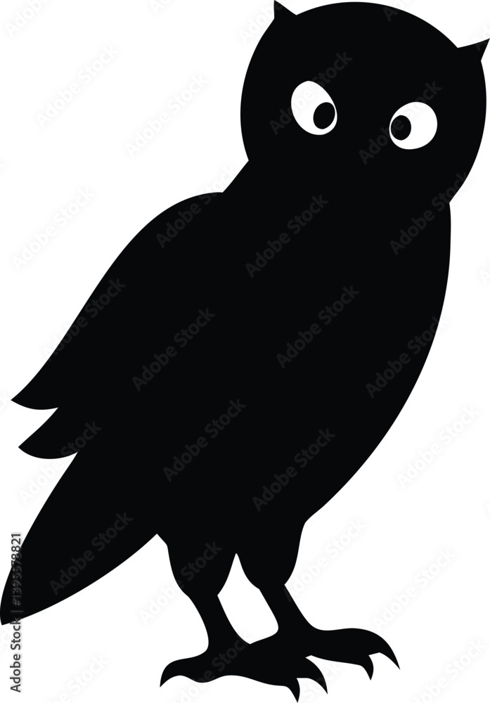 Fototapeta premium Owl bird silhouette with white background