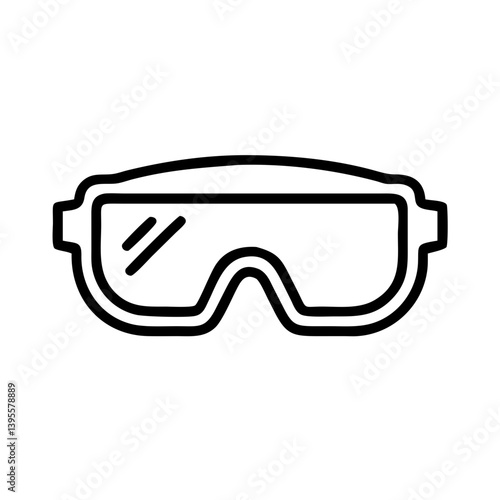 Safety Goggles Outline Design on White Background  