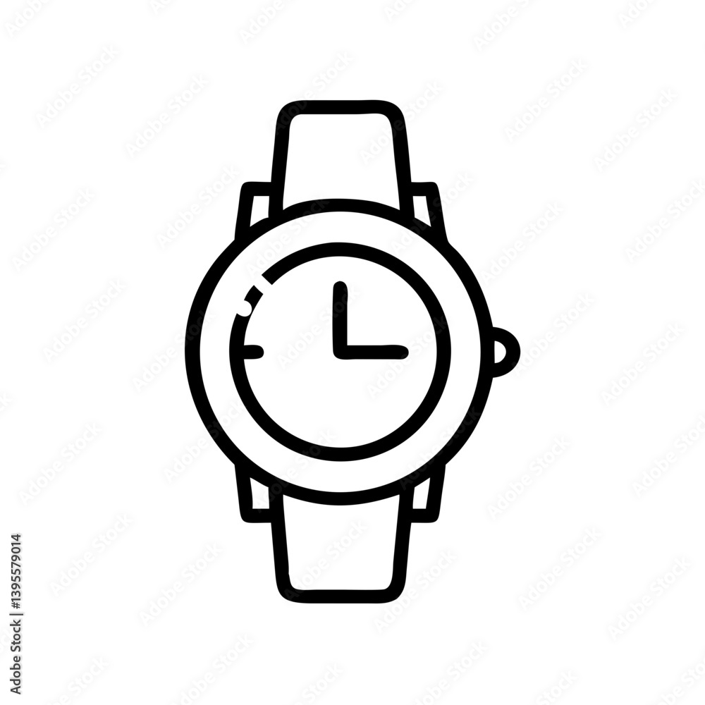 Simple watch illustration with clock face in minimalist style Simple watch illustration with clock face in minimalist style