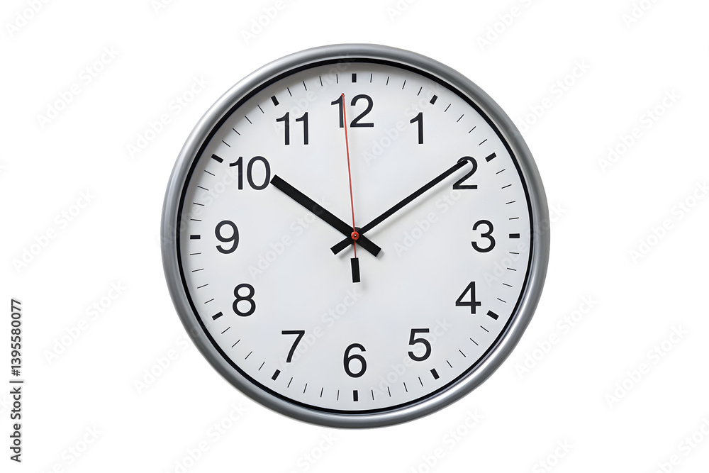 Modern Analog Wall Clock with Black Numerals and Hands. Modern Analog Wall Clock with Black Numerals and Hands.
