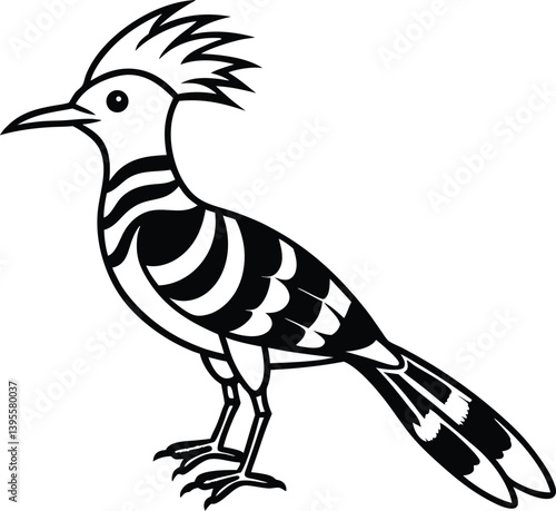hoopoe bird silhouette with white background