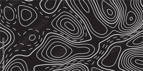 Harmonious Dance of Elevation and Elegance: Wavy Topographic Line Art Flowing Across a Bold Black Canvas, Capturing the Essence of Modern Luxury and Spatial Poetry"