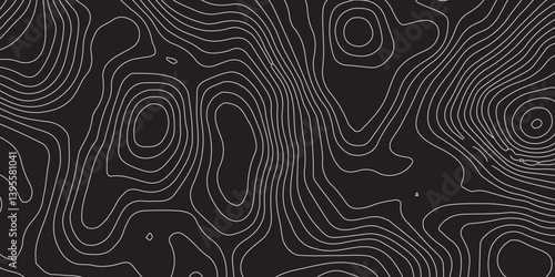 "Luxury in Layers: An Abstract and Seamless Topographic Line Pattern Evoking Organic Movement and Geographical Form, Designed in a Modern Style with a Dramatic Black Background"