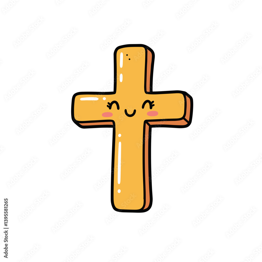 Happy Yellow Cross Symbol for Easter Celebration Happy Yellow Cross Symbol for Easter Celebration