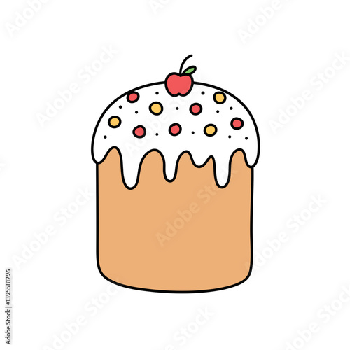 Easter cake with frosting and sprinkles, festive illustration  