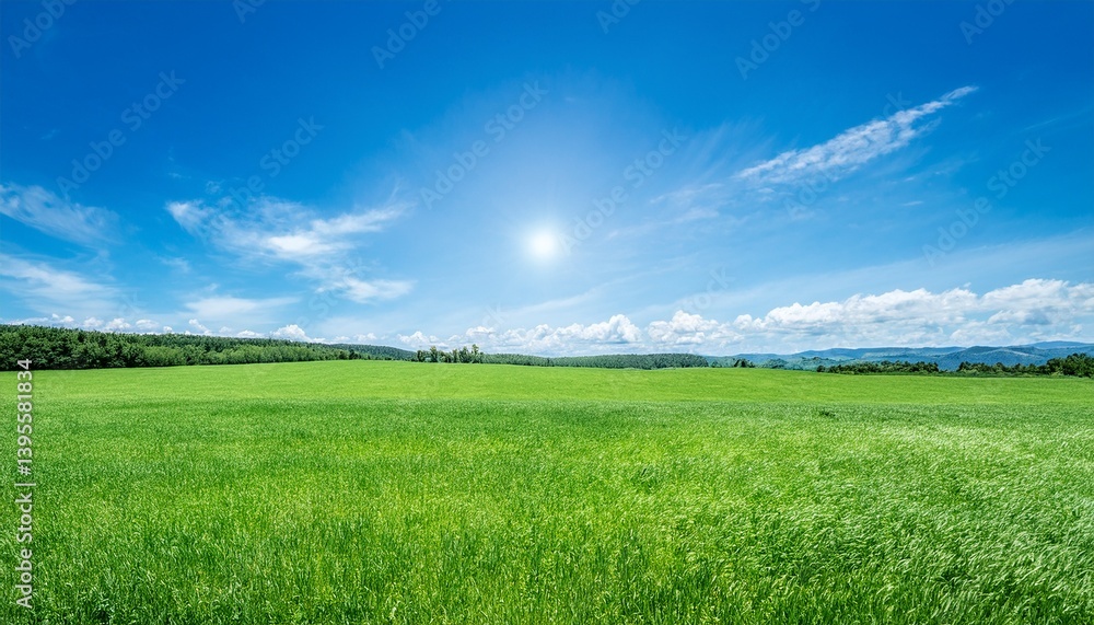 Obraz premium 青空が広がる夏の草原風景5