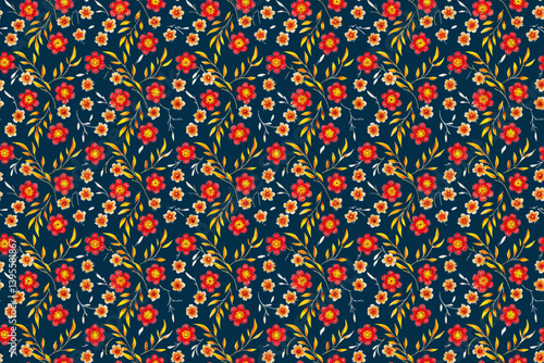 Floral Flourish: An enchanting pattern of vibrant flowers, a tapestry of botanical beauty, an inviting print that brings the essence of nature's artistry.