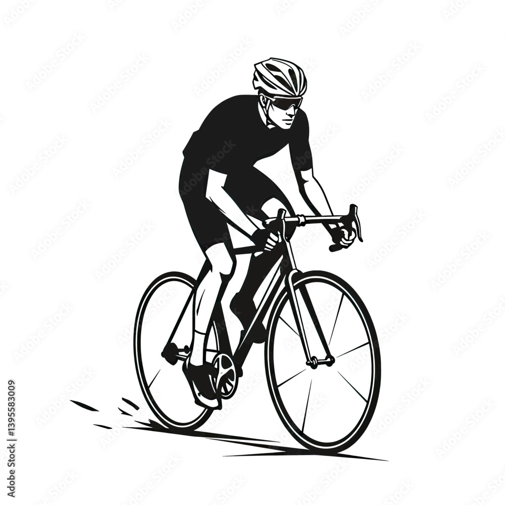 Obraz premium Speed and Endurance: A cyclist in sleek attire pushes their limits on a road bike, showcasing raw power and the thrill of competition. 