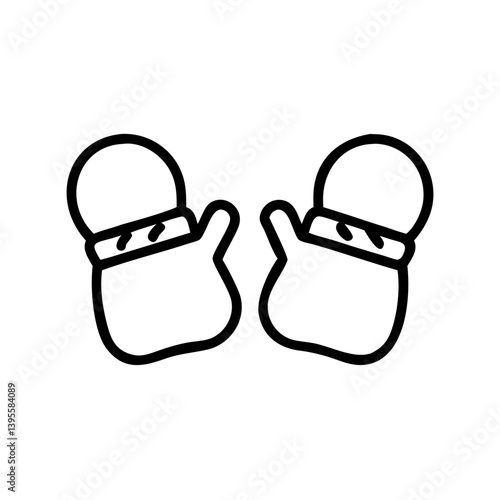 Cute baby mittens in a simple black outline design  