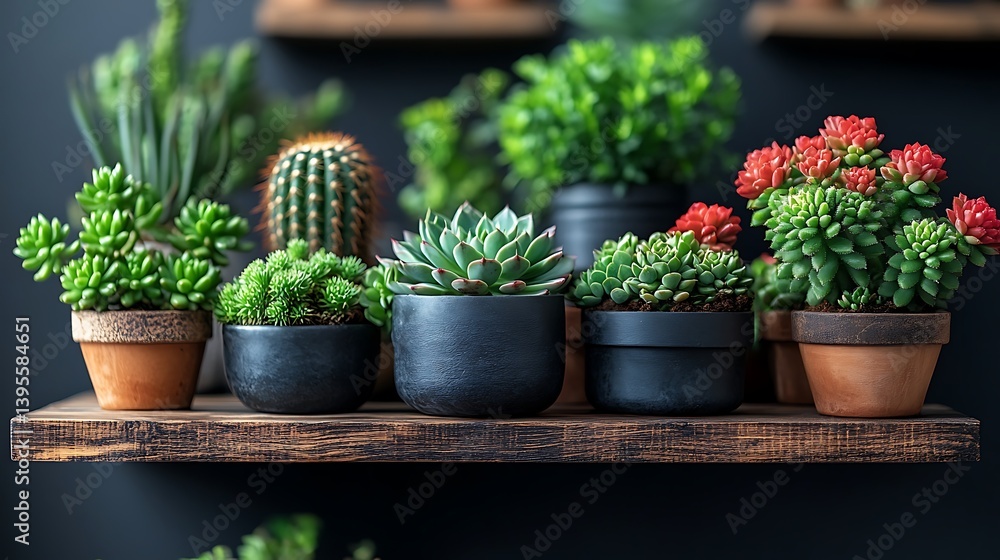 Diverse Succulent Collection: A Study in Texture, Shape, and Color Harmony for Interior Decor Inspiration.