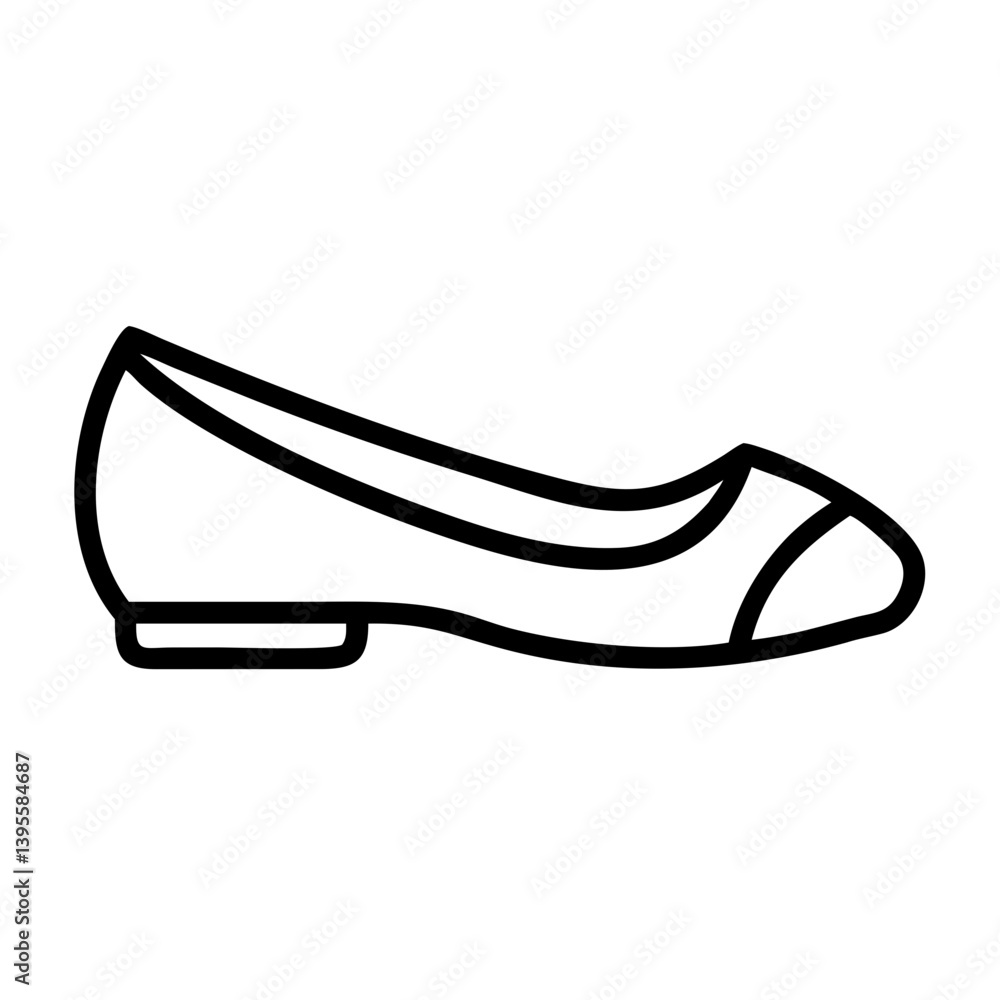 Flat Shoe Outline Design in Minimalistic Style Flat Shoe Outline Design in Minimalistic Style