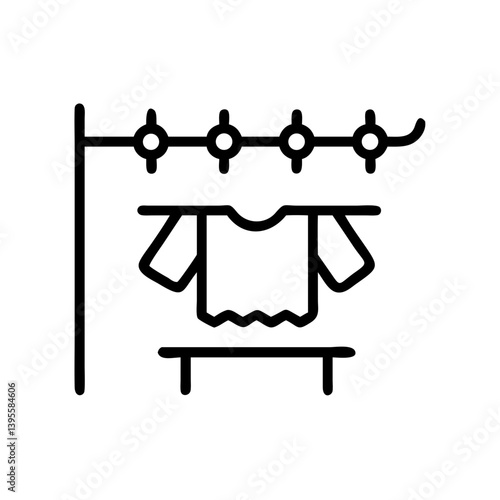 Drying Rack with Hanging Clothes Illustration  