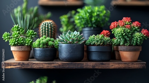 Obraz na płótnie Diverse Succulent Collection: A Study in Texture, Shape, and Color Harmony for Interior Decor Inspiration. w salonie