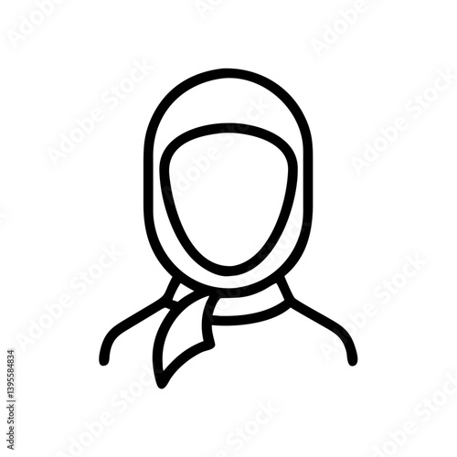 Person wearing a headscarf in a minimalistic line art style  