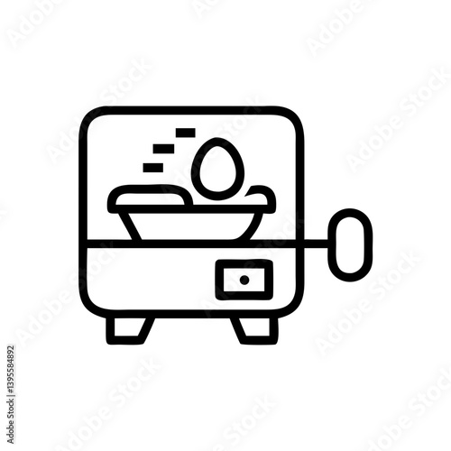 Egg incubator illustration in minimal style with line art  