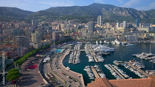 Wallpaper Mural View of boats docked in the Monaco Marina with the skyline of the city on the background Torontodigital.ca