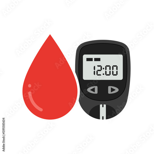 Blood Glucose Meter: A stark graphic illustrates a red blood drop juxtaposed with a precise glucose meter, offering an intimate look at health and wellness.